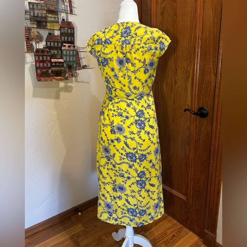Banana Republic Floral Yellow Wrap Dress Size 0 - Picture 7 of 9
